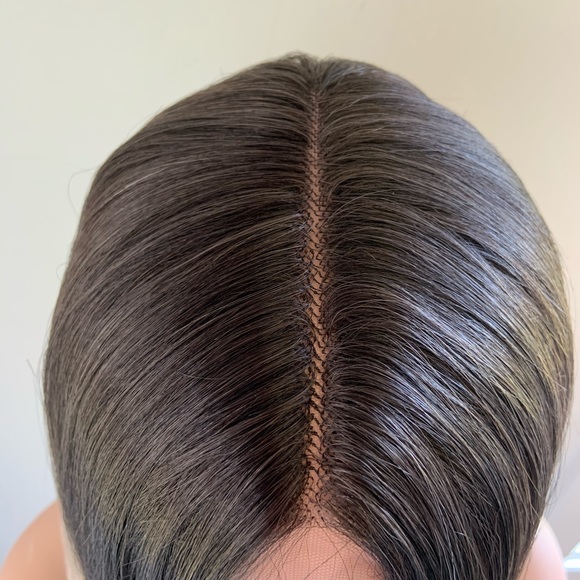 Long 36” Ombre Mocha Platinum Color Premium Fiber Lace Front Wig - Picture 3 of 13